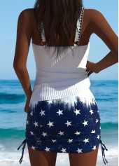 American Flag Mid Waisted Navy Tankini Set
