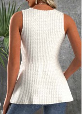 Beige Sleeveless V Neck Tank Top