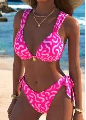Low Waisted Graffiti Print Hot Pink Bikini Set