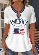 American Flag White Short Sleeve T Shirt
