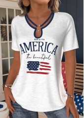 American Flag White Short Sleeve T Shirt