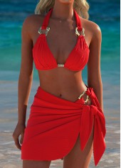 Low Waisted Red Tie Bikini Set