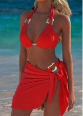 Low Waisted Red Tie Bikini Set