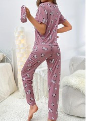 Floral Print Dark Reddish Purple Lounge Top and Pants