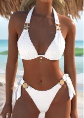 Low Waisted White Tie Bikini Set