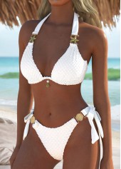 Low Waisted White Tie Bikini Set