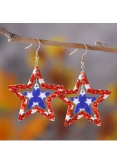 American Flag Red Star Acrylic Earrings