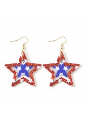 American Flag Red Star Acrylic Earrings