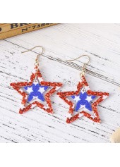 American Flag Red Star Acrylic Earrings