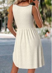 Beige Short Sleeveless Round Neck Dress