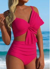 High Waisted Hot Pink Bikini Set