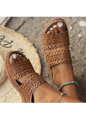 Dark Camel Peep Toe Low Heel Sliders