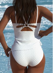 High Waisted White V-Neck Tankini Set