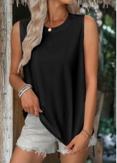 Black Sleeveless Round Neck Tank Top