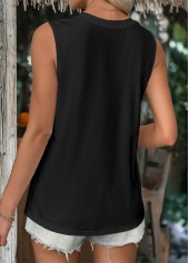 Black Sleeveless Round Neck Tank Top