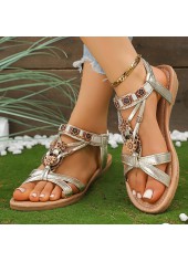 Silver Faux Leather Peep Toe Falt