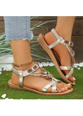 Silver Faux Leather Peep Toe Falt