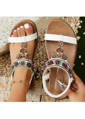 White Rubber Peep Toe Falt Sandals