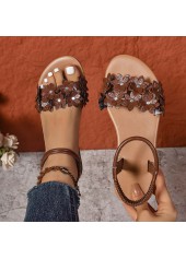 Dark Coffee Peep Toe Falt Sandals