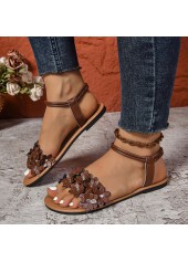 Dark Coffee Peep Toe Falt Sandals