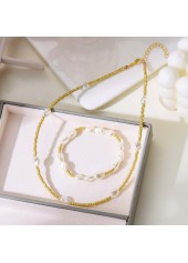 Golden Seed Beads Necklace and Bracelet