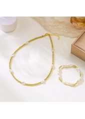 Golden Seed Beads Necklace and Bracelet