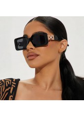 Square Design Patchwork Black Plastic Sunglasses