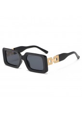 Square Design Patchwork Black Plastic Sunglasses