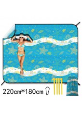 Marine Life Print Mint Green Beach Blanket