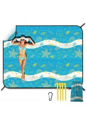 Marine Life Print Mint Green Beach Blanket