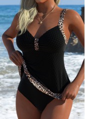 Mid Waisted Leopard Black Tankini Top-No Bottom