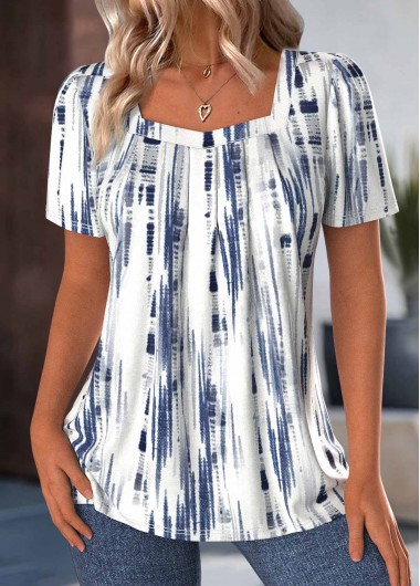 Plus Size White Tie Dye Print T Shirt