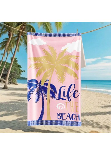 Tropical Plants Print Light Pink Beach Blanket