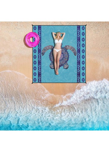 Marine Life Print Blue Beach Blanket