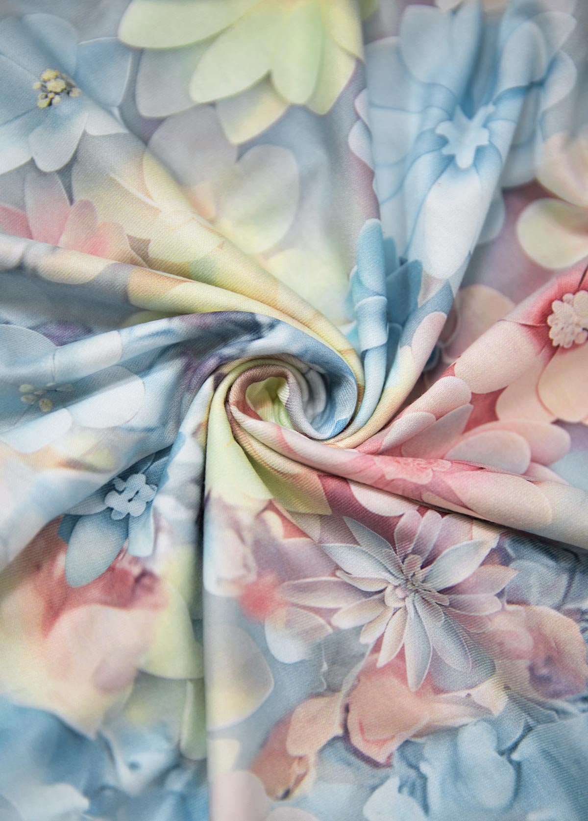 Floral Print Patchwork Light Blue Sleeveless Tank Top