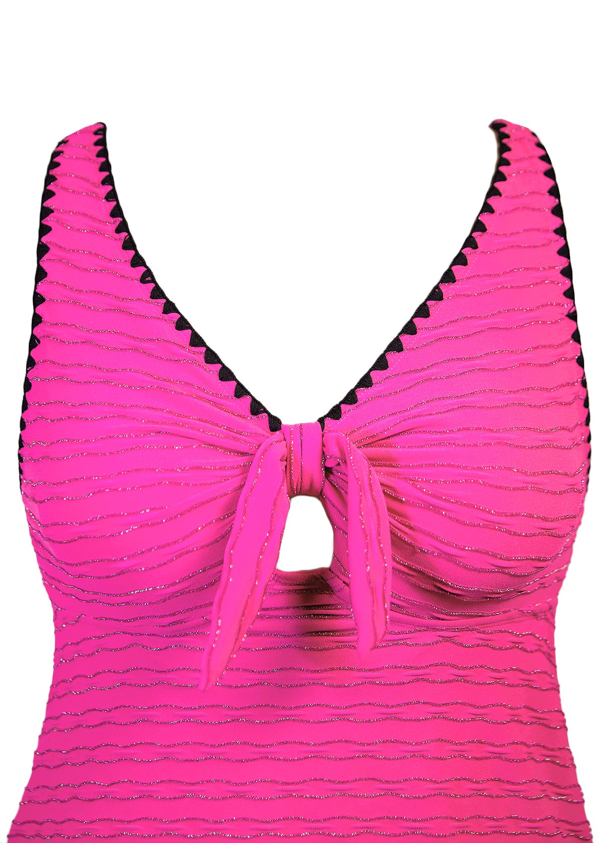 Mid Waisted Jacquard Hot Pink Tankini Set