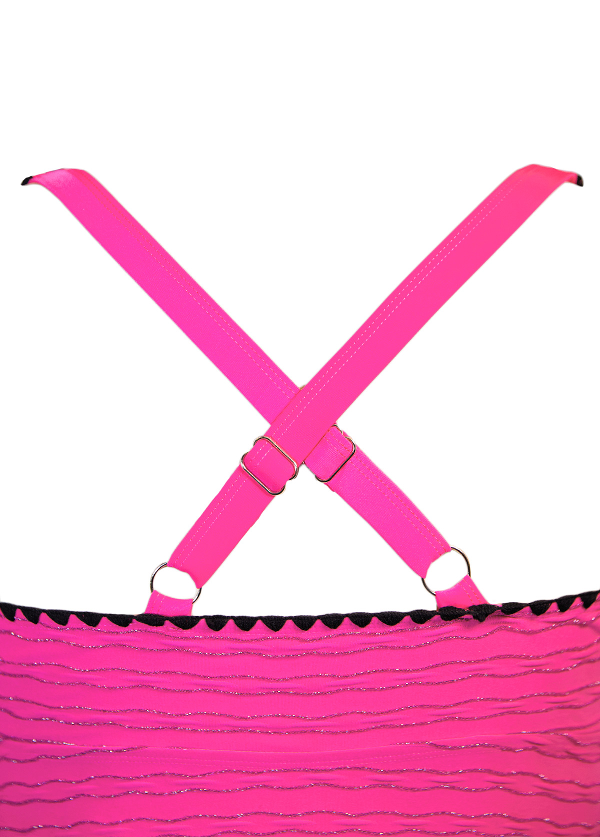 Mid Waisted Jacquard Hot Pink Tankini Set