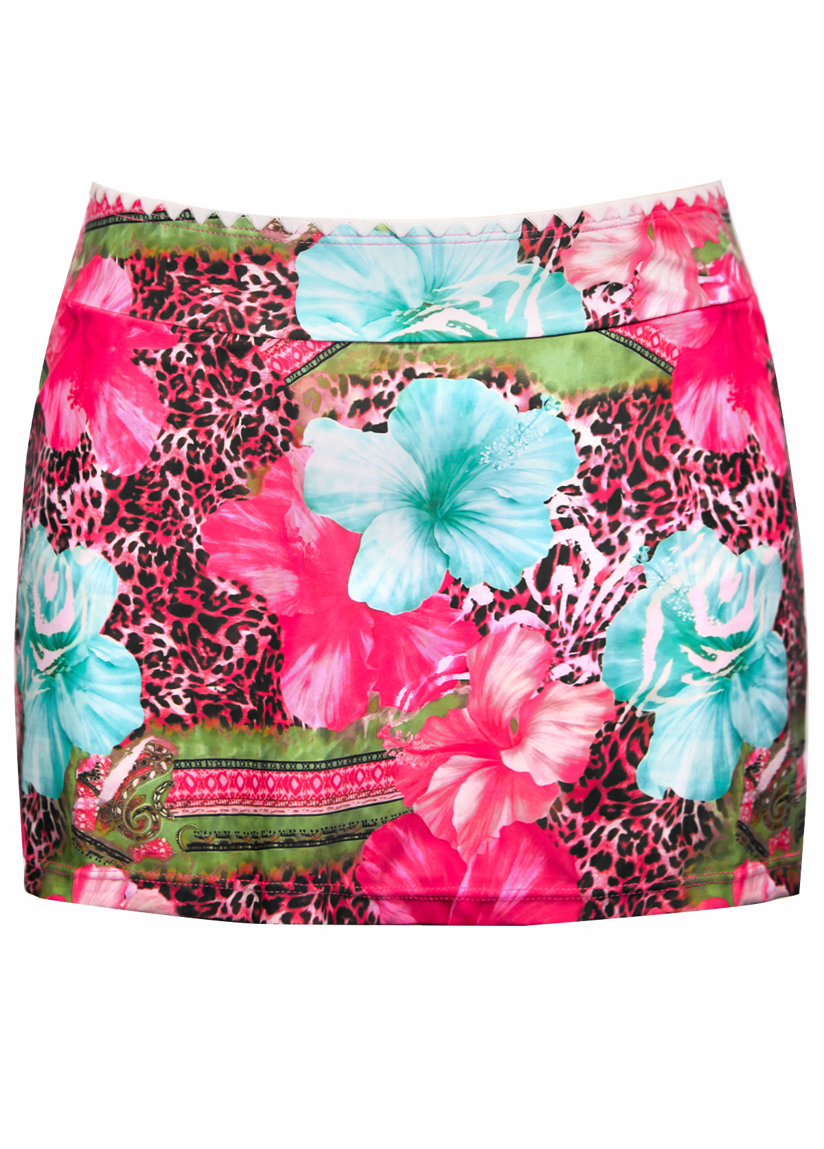 Mid Waisted Floral Print Contrast Binding Tankini Set