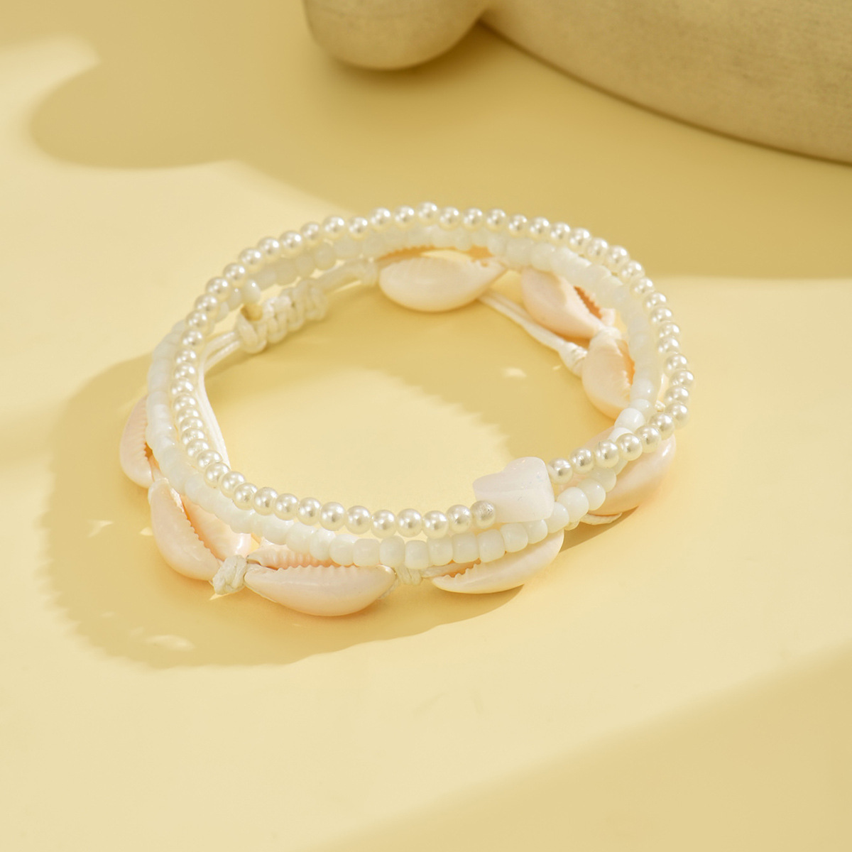 White Shell Alloy Heart Anklet Set