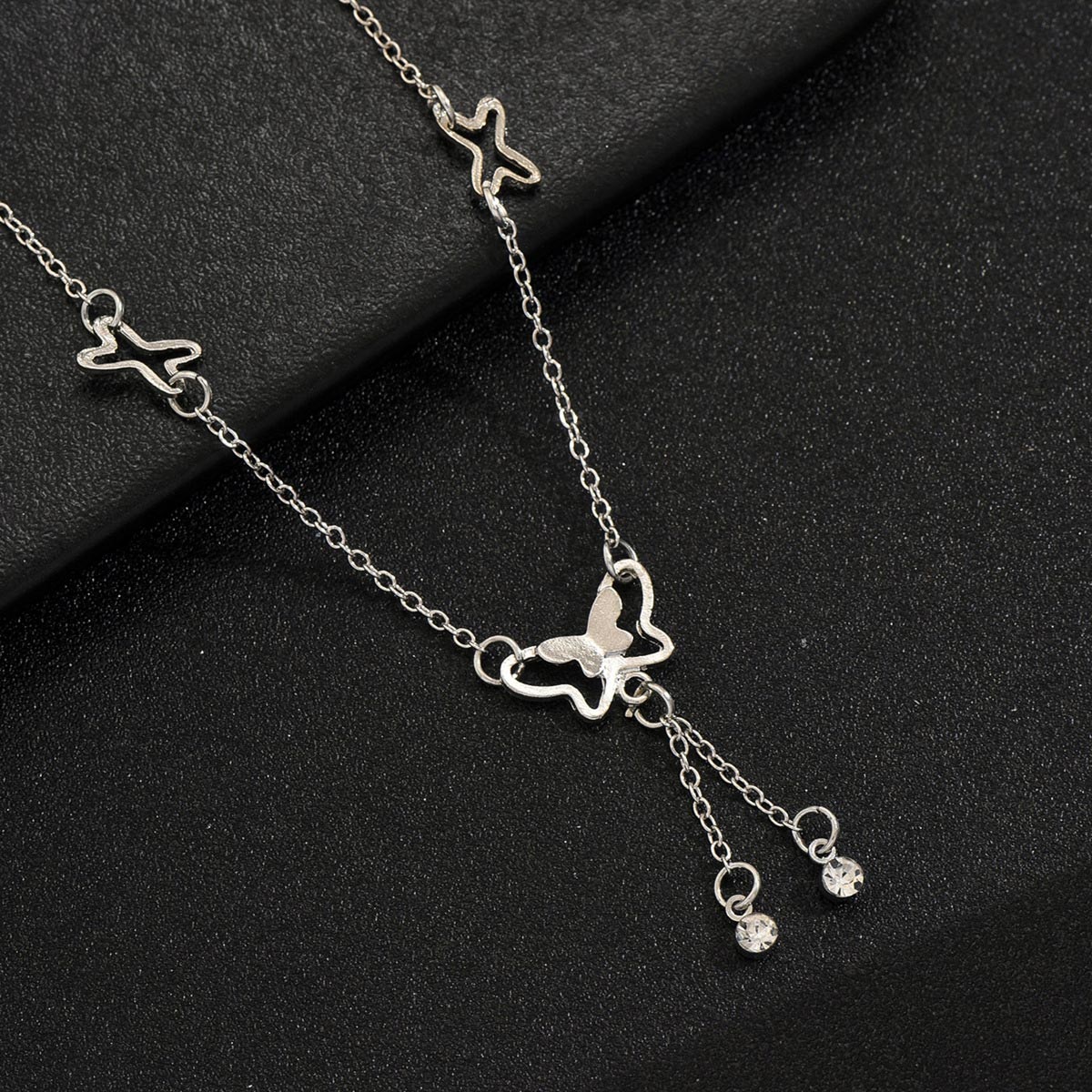 Silver Color Butterfly Iron Detail Anklet