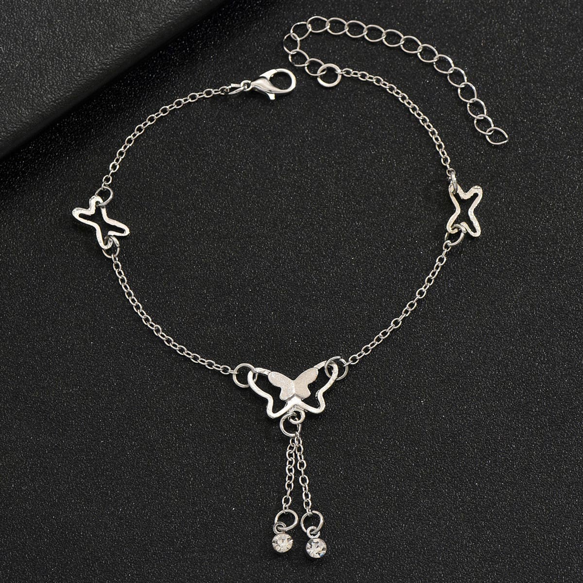 Silver Color Butterfly Iron Detail Anklet