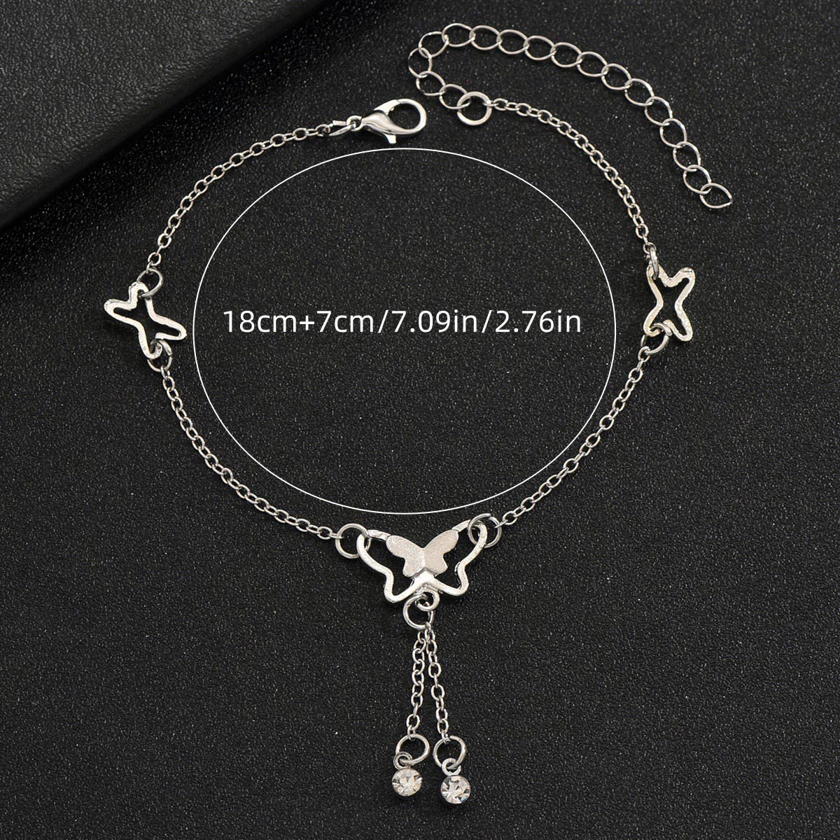 Silver Color Butterfly Iron Detail Anklet