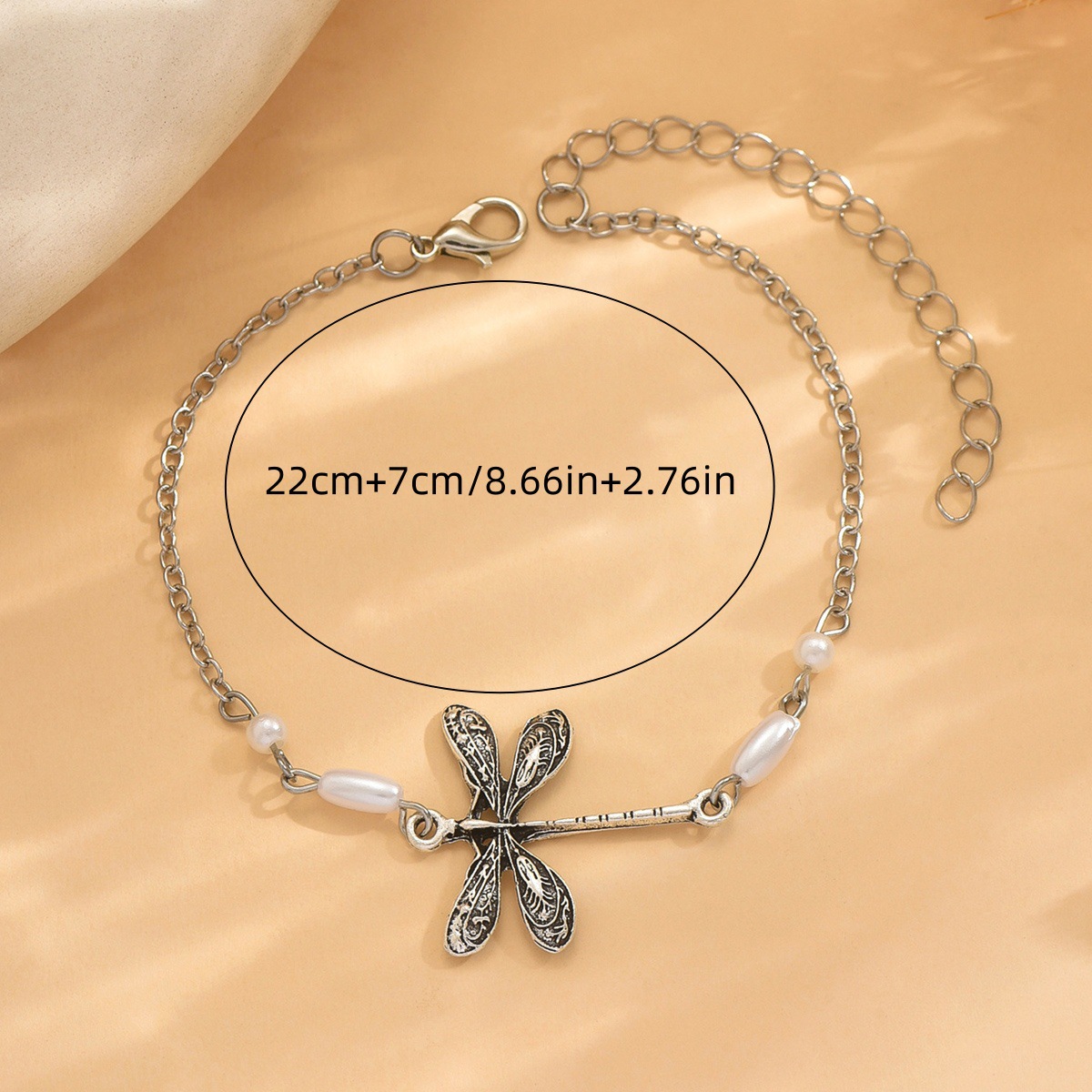 Silver Iron Insect Dragonfly Design Anklet