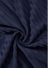 Button Navy Short Sleeve Split Neck Blouse