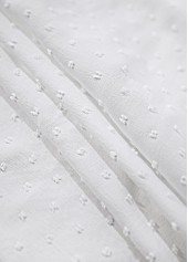 Embroidery White Short Sleeve Split Neck T Shirt