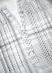 Plaid Tuck Stitch Grey Short Sleeve T Shirt