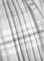 Plaid Tuck Stitch Grey Short Sleeve T Shirt