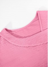 Jacquard Pink Short Sleeve Asymmetrical Neck T Shirt