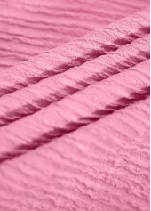 Jacquard Pink Short Sleeve Asymmetrical Neck T Shirt