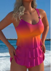 High Waisted Ombre Layered Pink Tankini Set